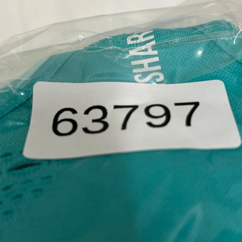 Gymshark Sports Bra Womens Size S Teal Green Seamless Strappy Perforated Active